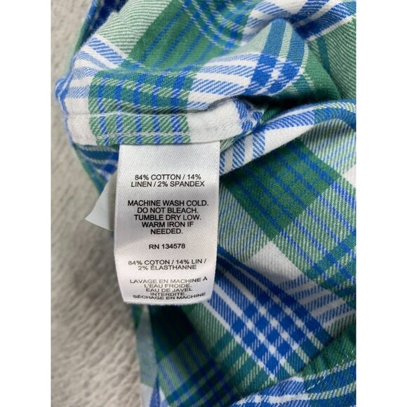 Vineyard Vines Cotton Linen Blend Plaid Button Down Shirt (Men's XXL) Blue - Picture 11 of 12